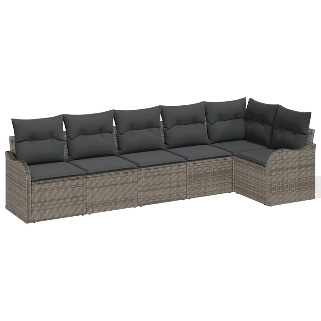Set Divano da Giardino Grigio polyrattan