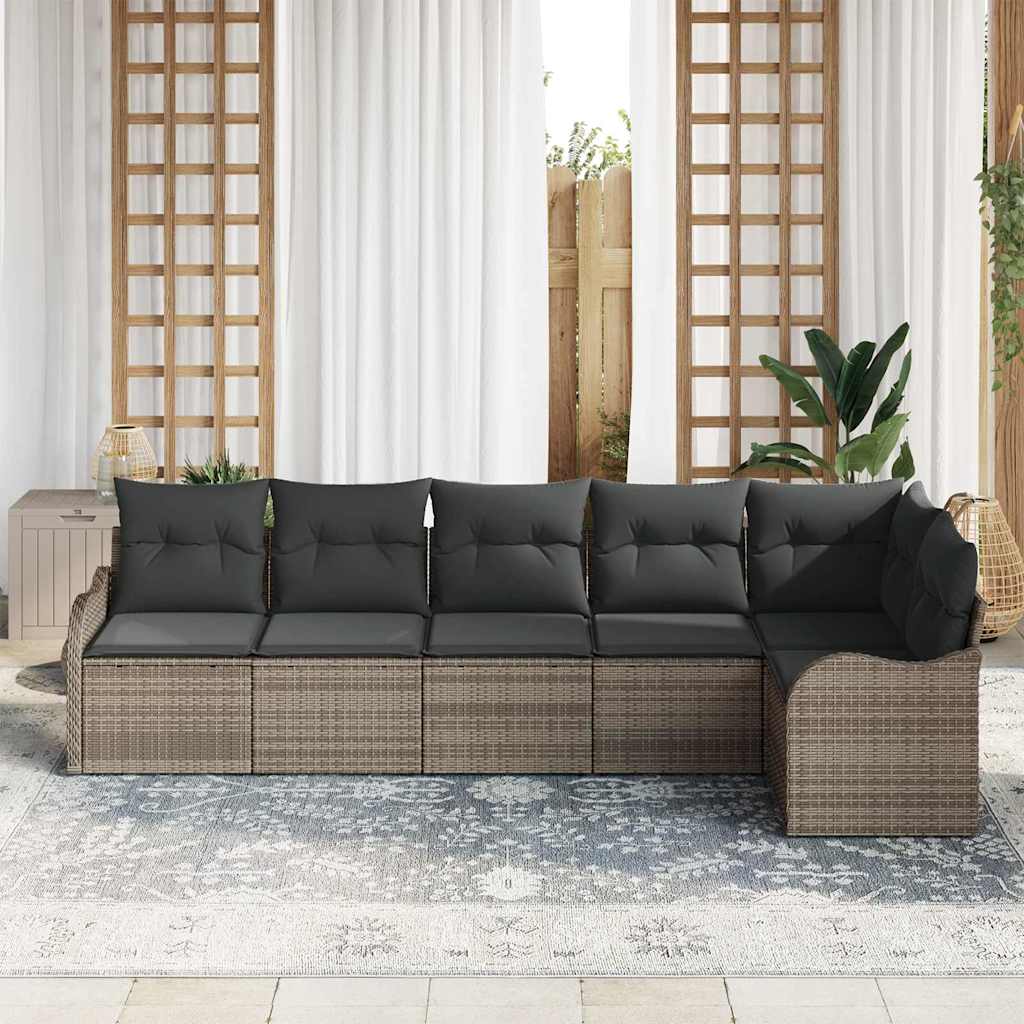 Set Divano da Giardino Grigio polyrattan
