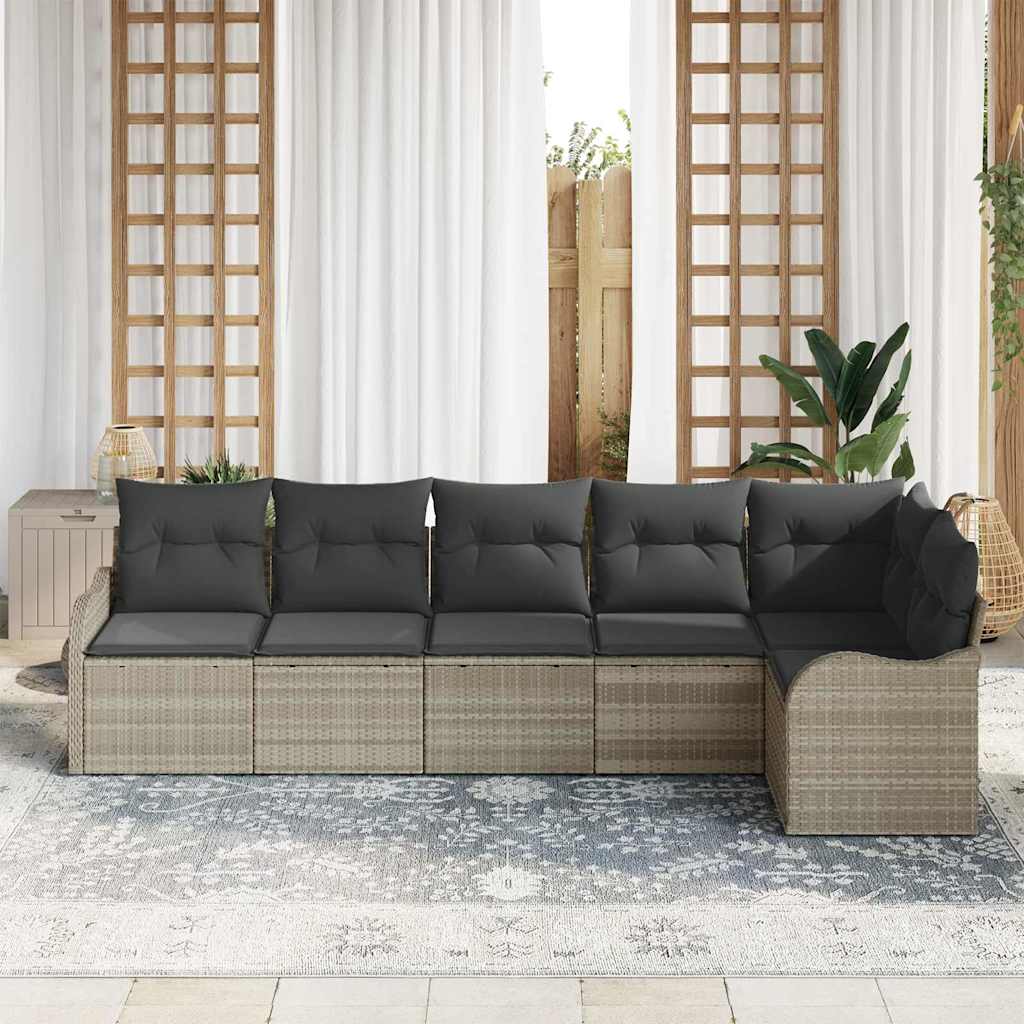 Set Divano da Giardino Grigio chiaro polyrattan