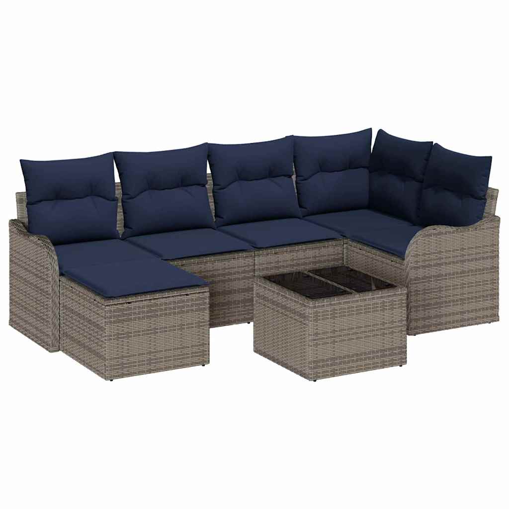 Set Divano da Giardino 7 pz Grigio polyrattan