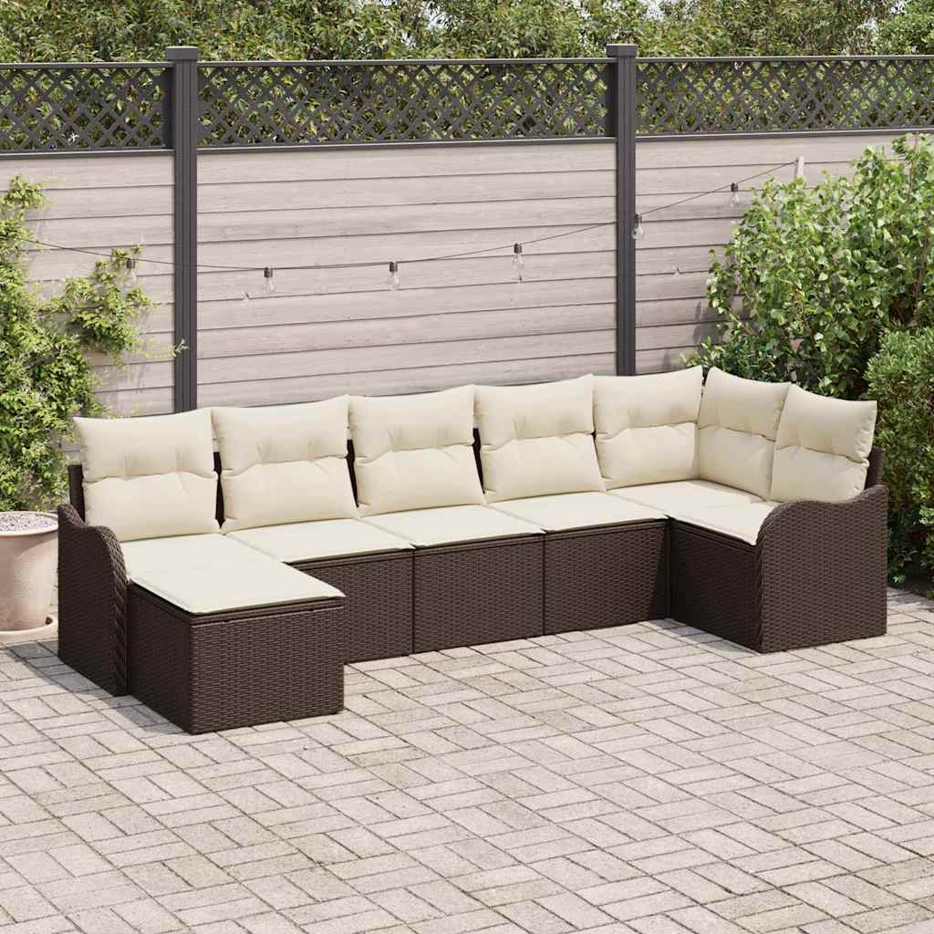 Set Divano da Giardino Marrone polyrattan