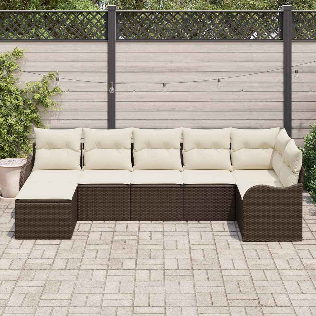 Set Divano da Giardino Marrone polyrattan