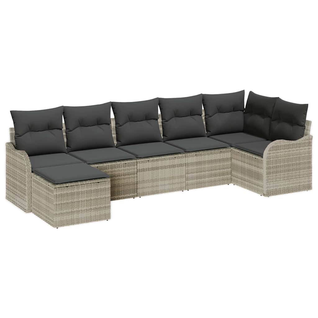 Set Divano da Giardino 7 pz Grigio chiaro polyrattan
