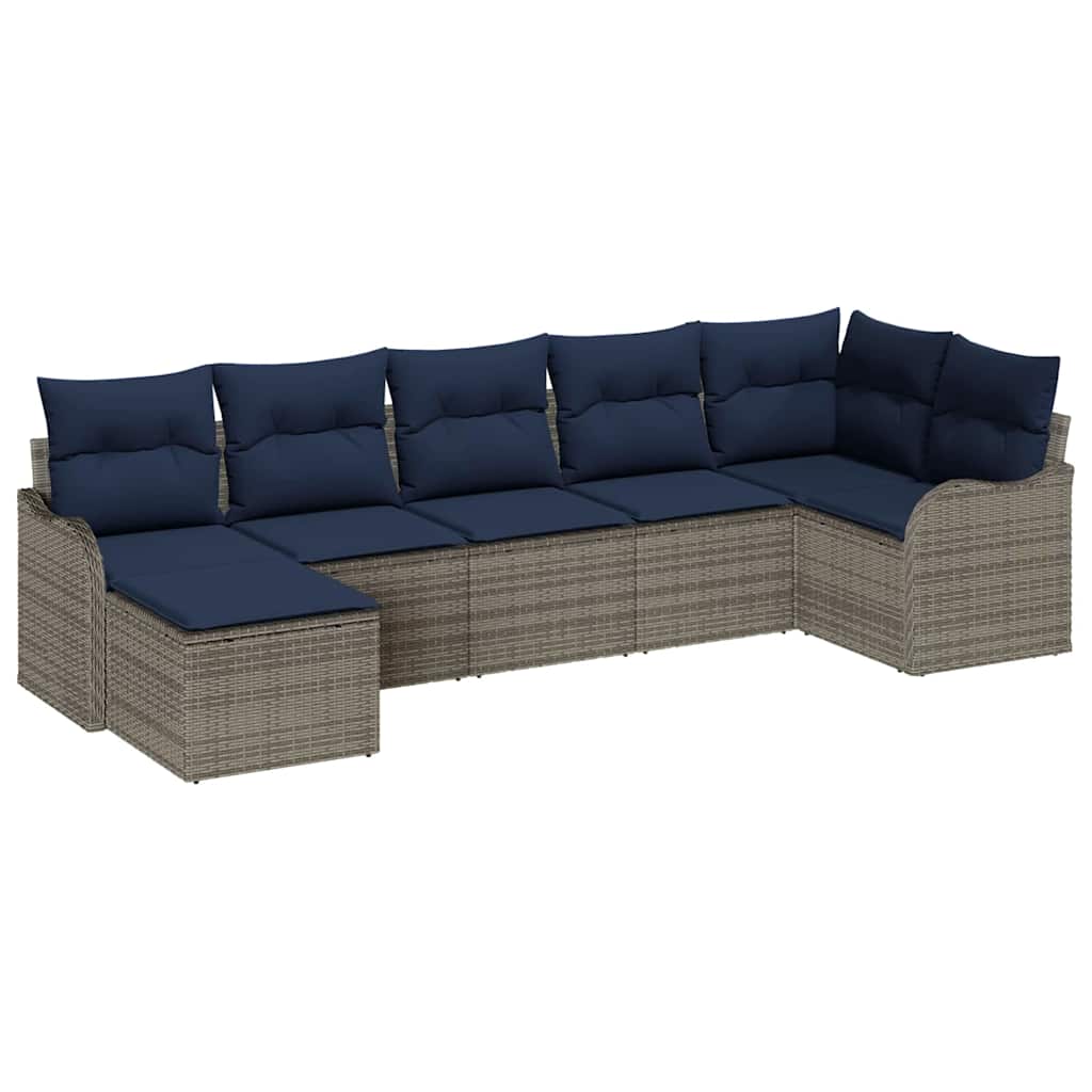 Set Divano da Giardino 7 pz Grigio polyrattan