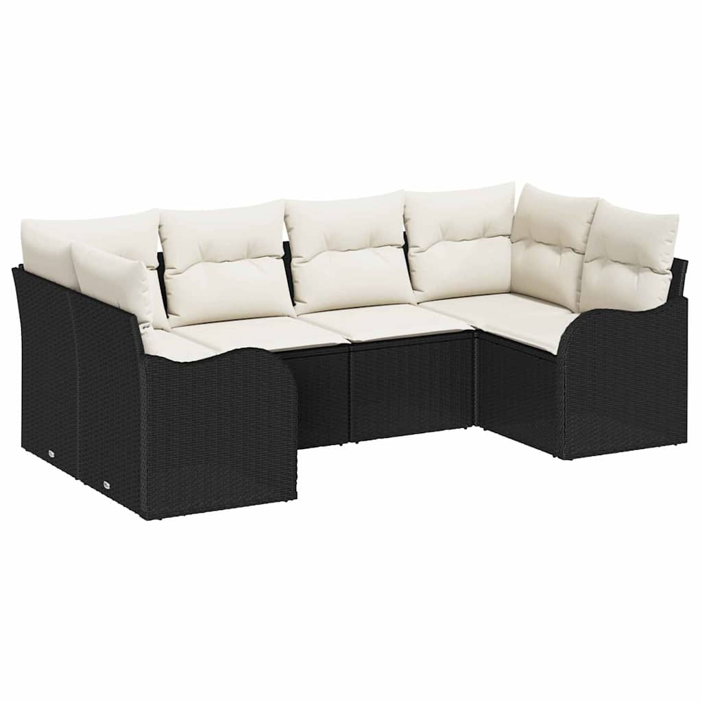 Set Divano da Giardino 6 pz Nero polyrattan