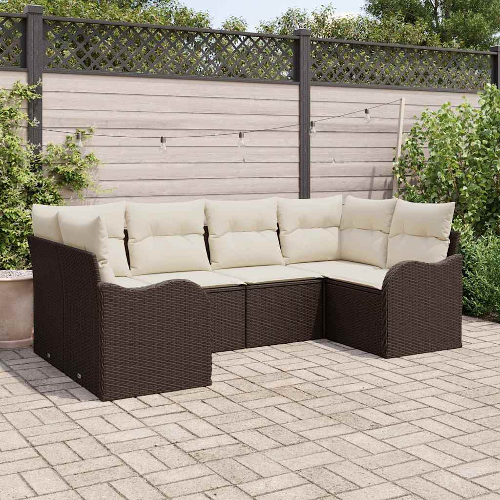 Set Divano da Giardino 6 pz Marrone polyrattan