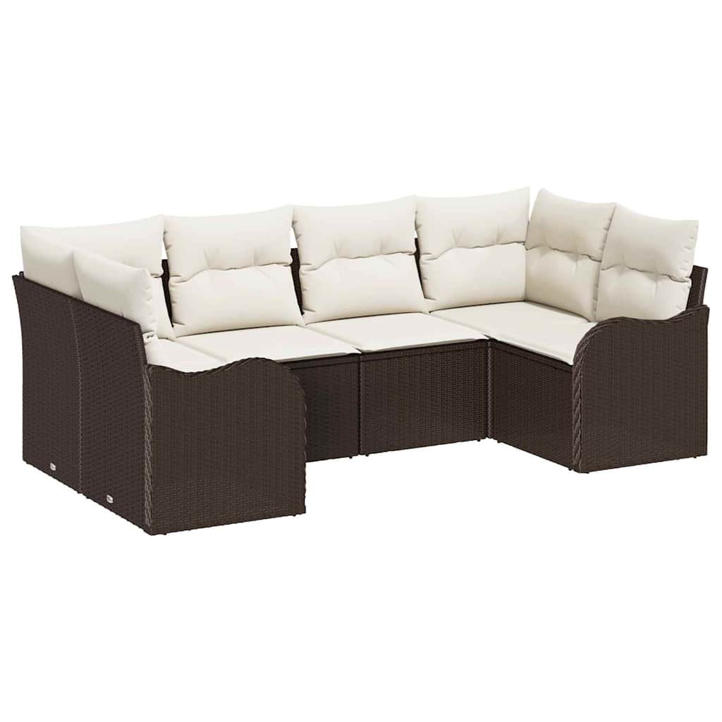 Set Divano da Giardino 6 pz Marrone polyrattan