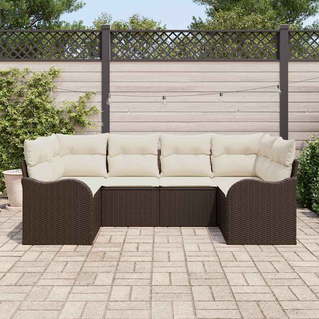 Set Divano da Giardino 6 pz Marrone polyrattan