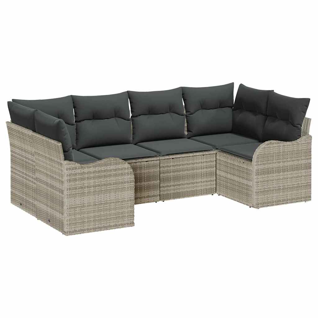 Set Divano da Giardino 6 pz Grigio chiaro polyrattan
