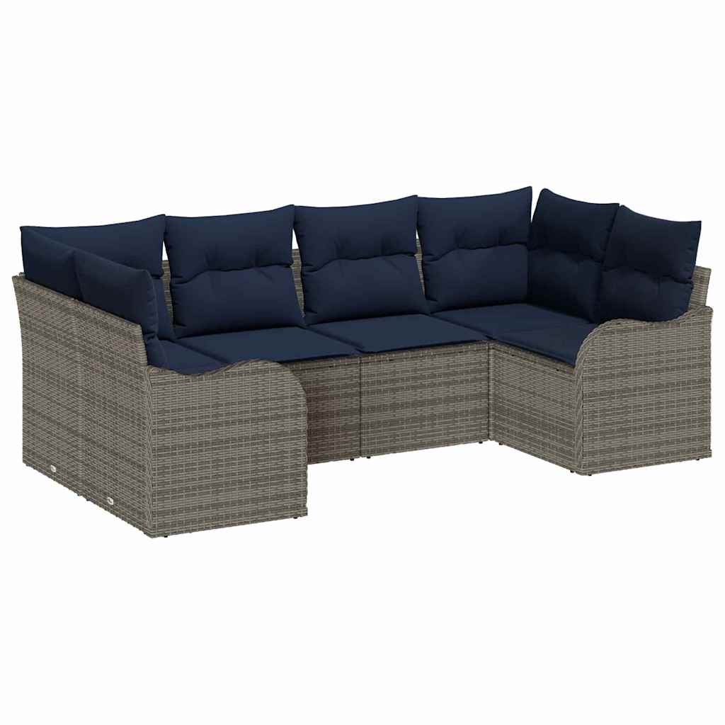 Set di divani 6 pz Grigio [Sintetico]: Rattan in Polipropilene