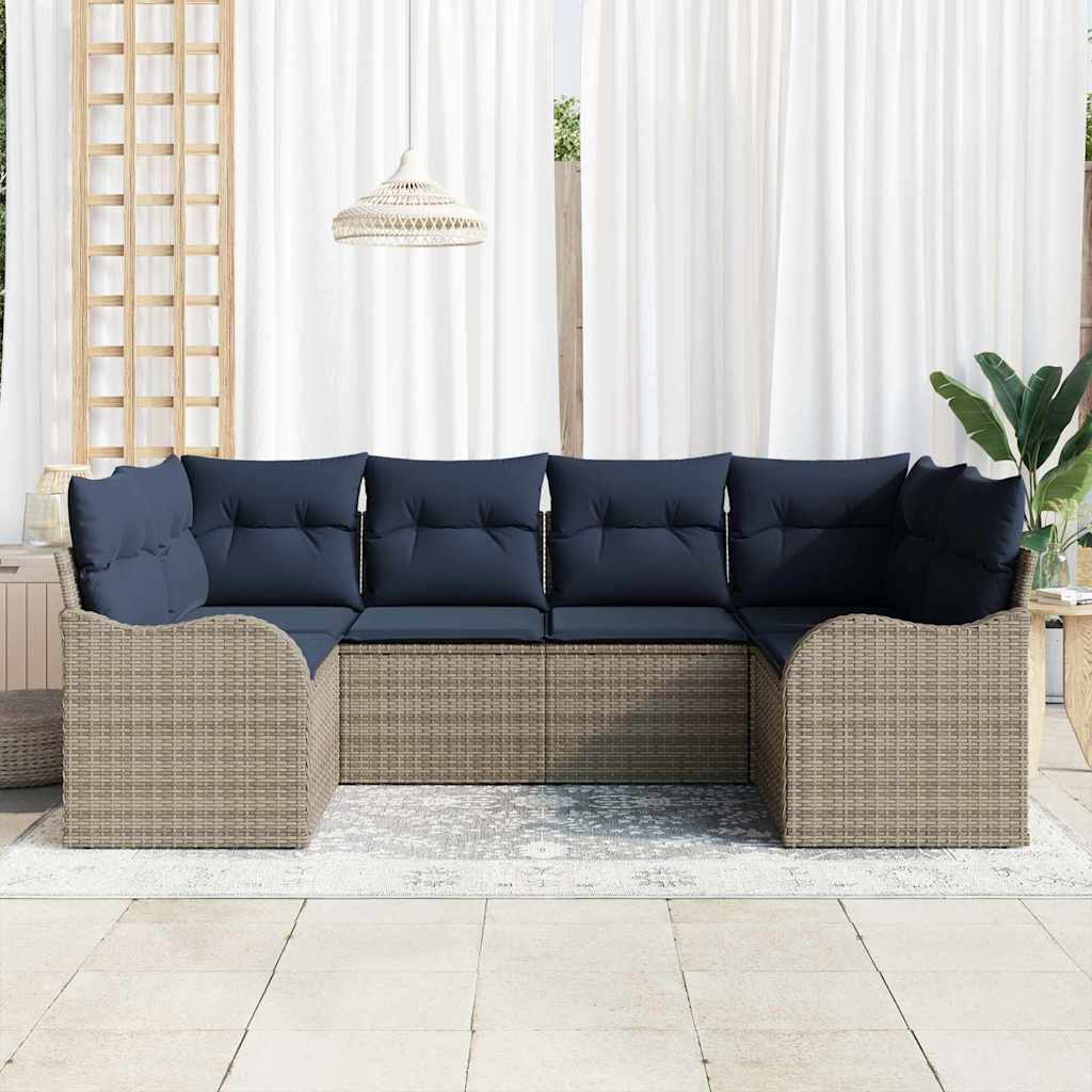 Set di divani 6 pz Grigio [Sintetico]: Rattan in Polipropilene