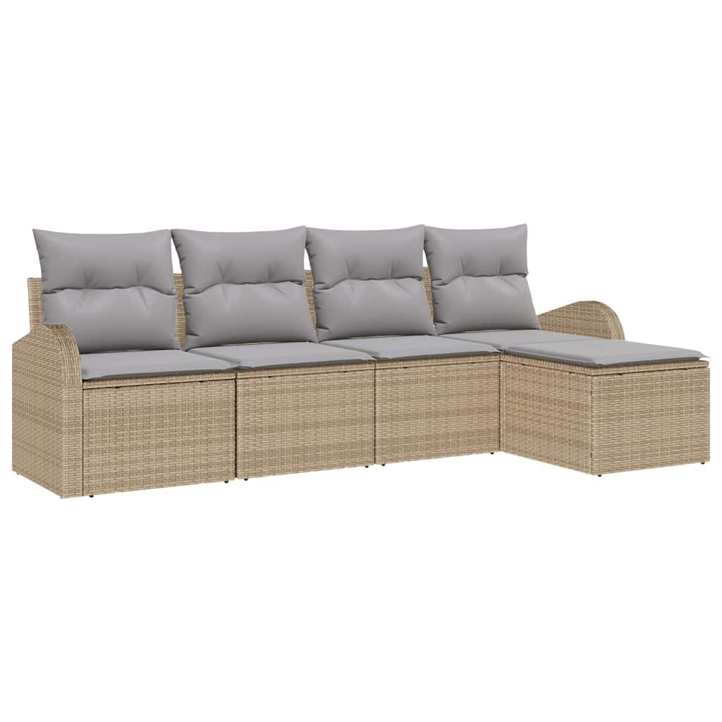 Set Divano da Giardino 5 pz Beige polyrattan