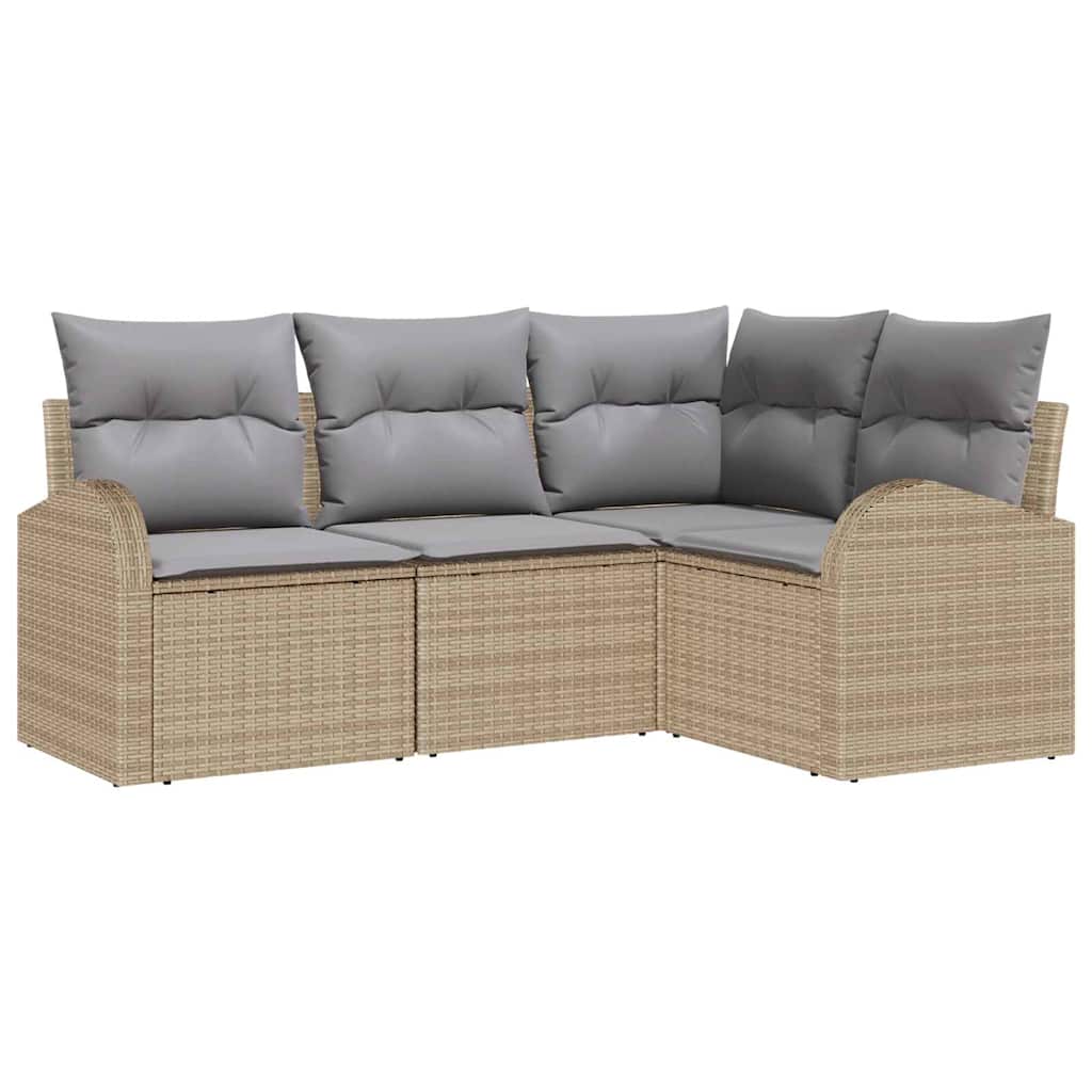 Set Divano da Giardino Beige polyrattan