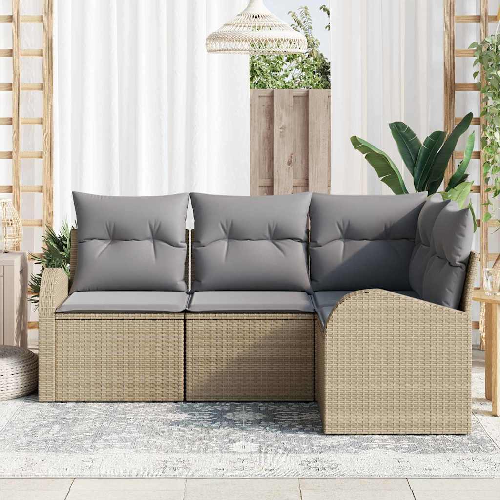 Set Divano da Giardino Beige polyrattan