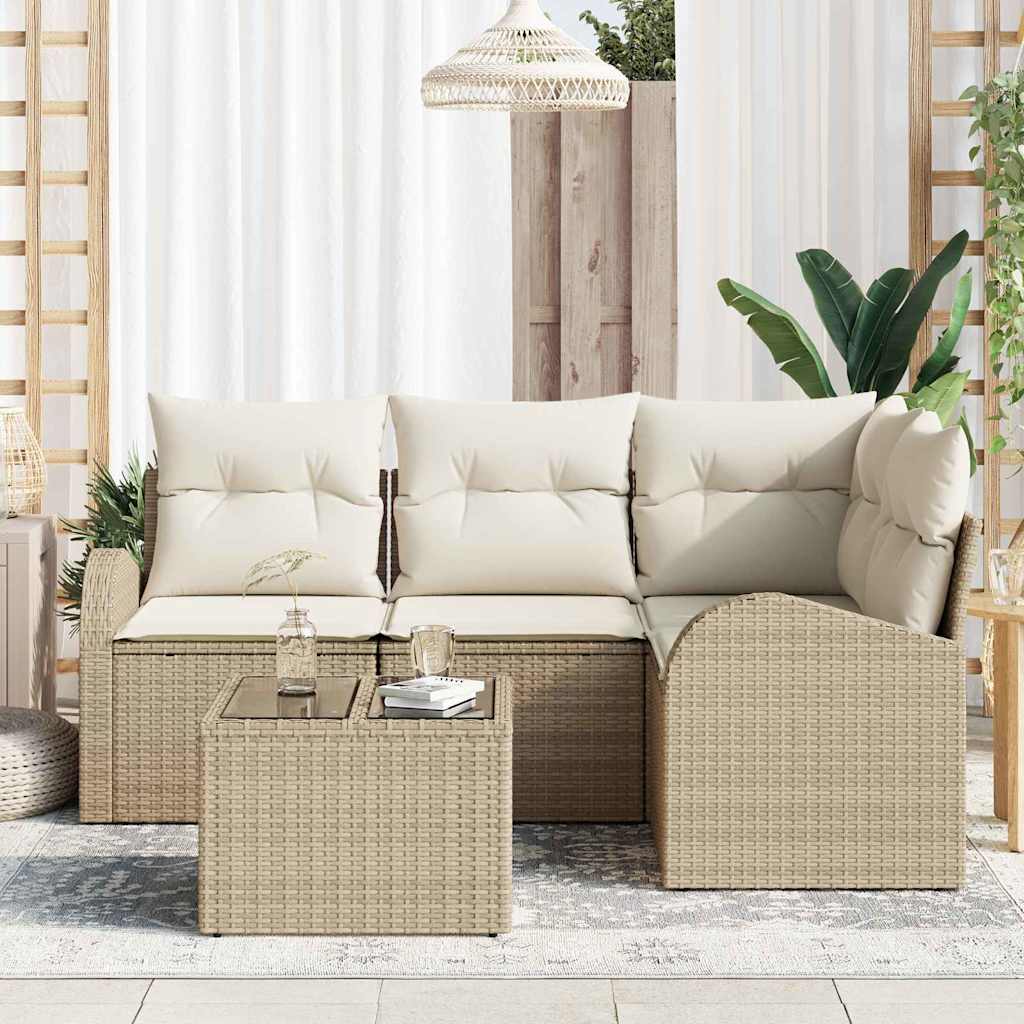 Set Divano da Giardino Beige polyrattan