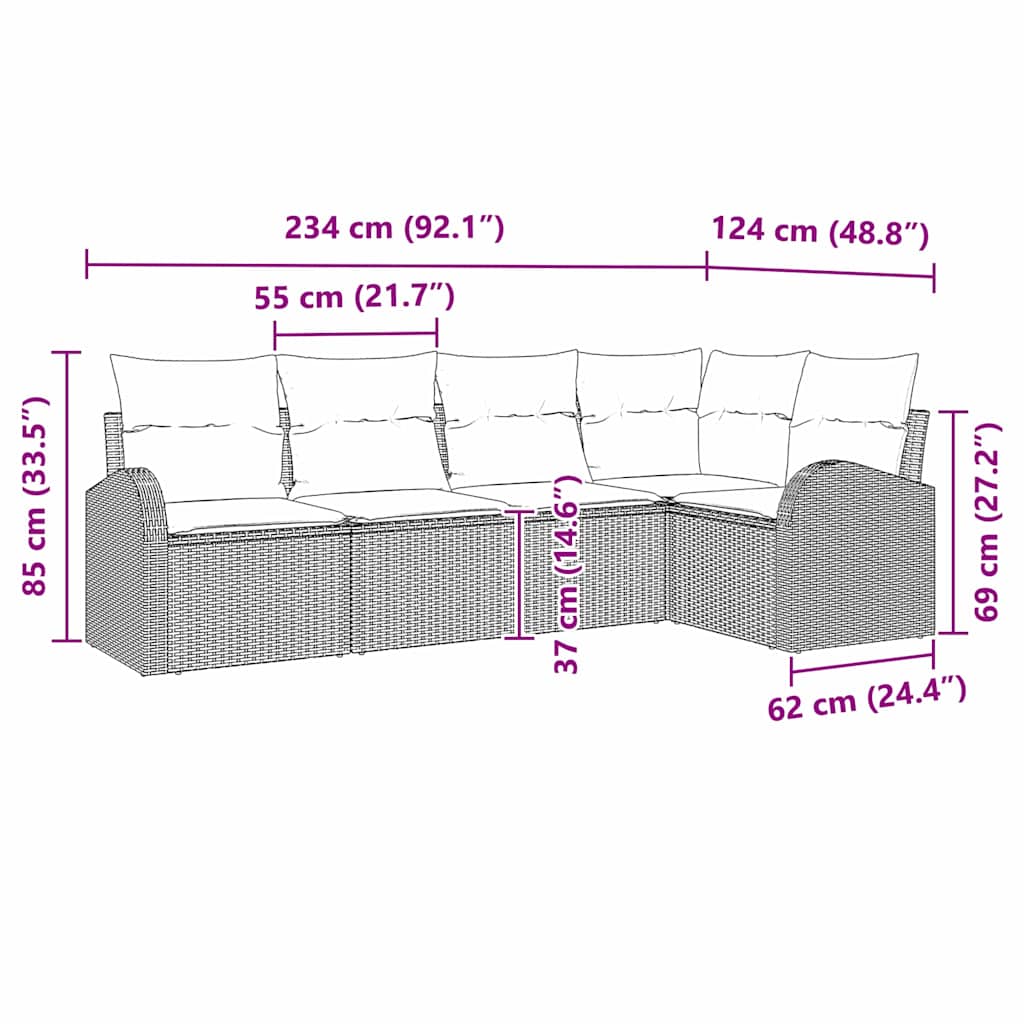 Set di divani 5 pz Beige Poliestere