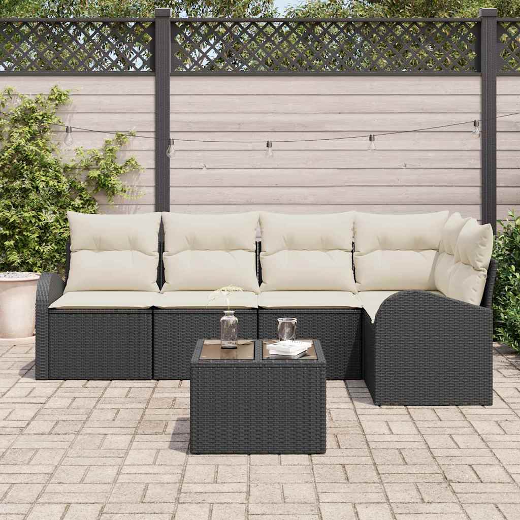 Set di divani con cuscino Nero Poliestere