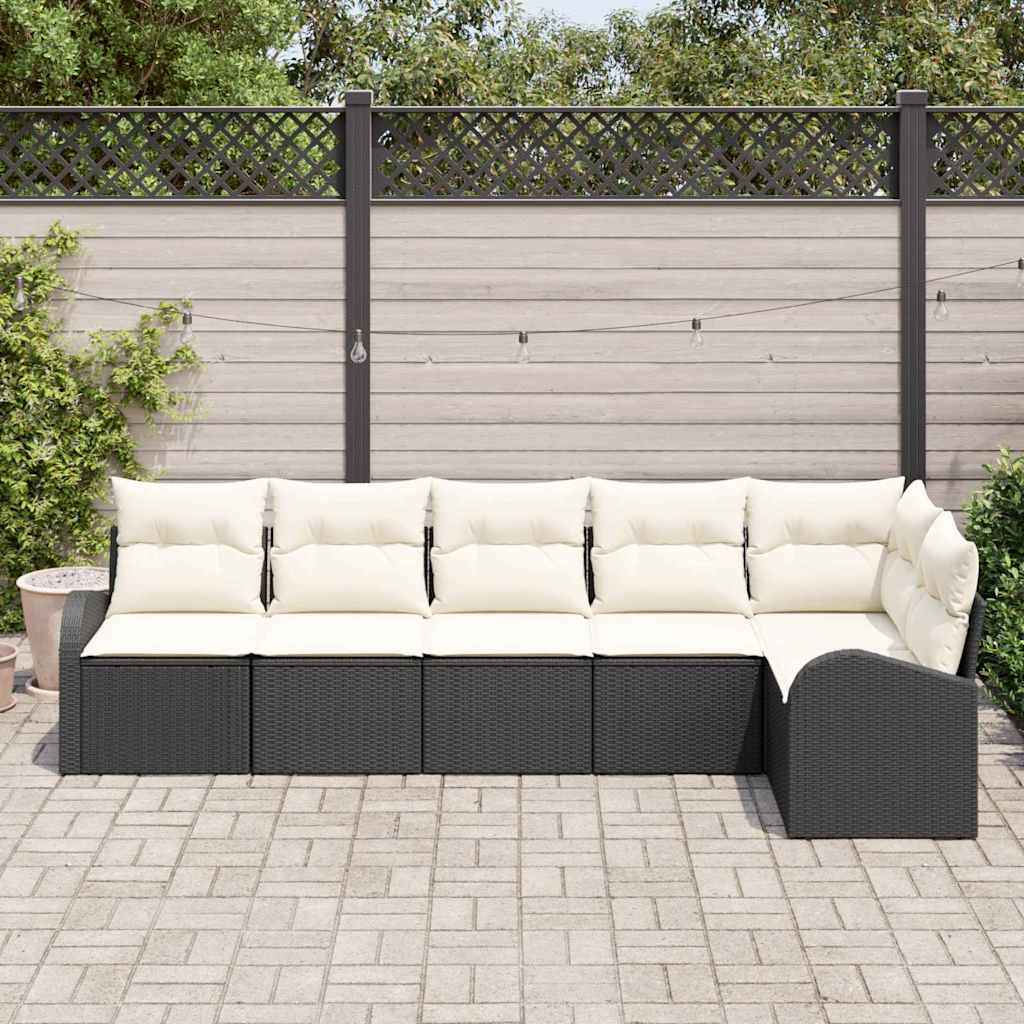 Set Divano da Giardino 6 pz Nero polyrattan