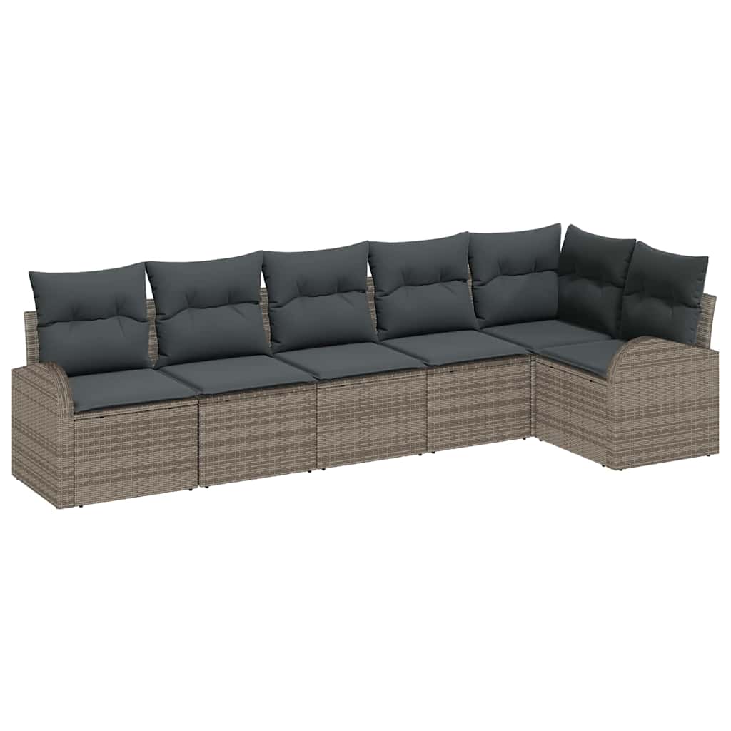 Set Divano da Giardino Grigio polyrattan