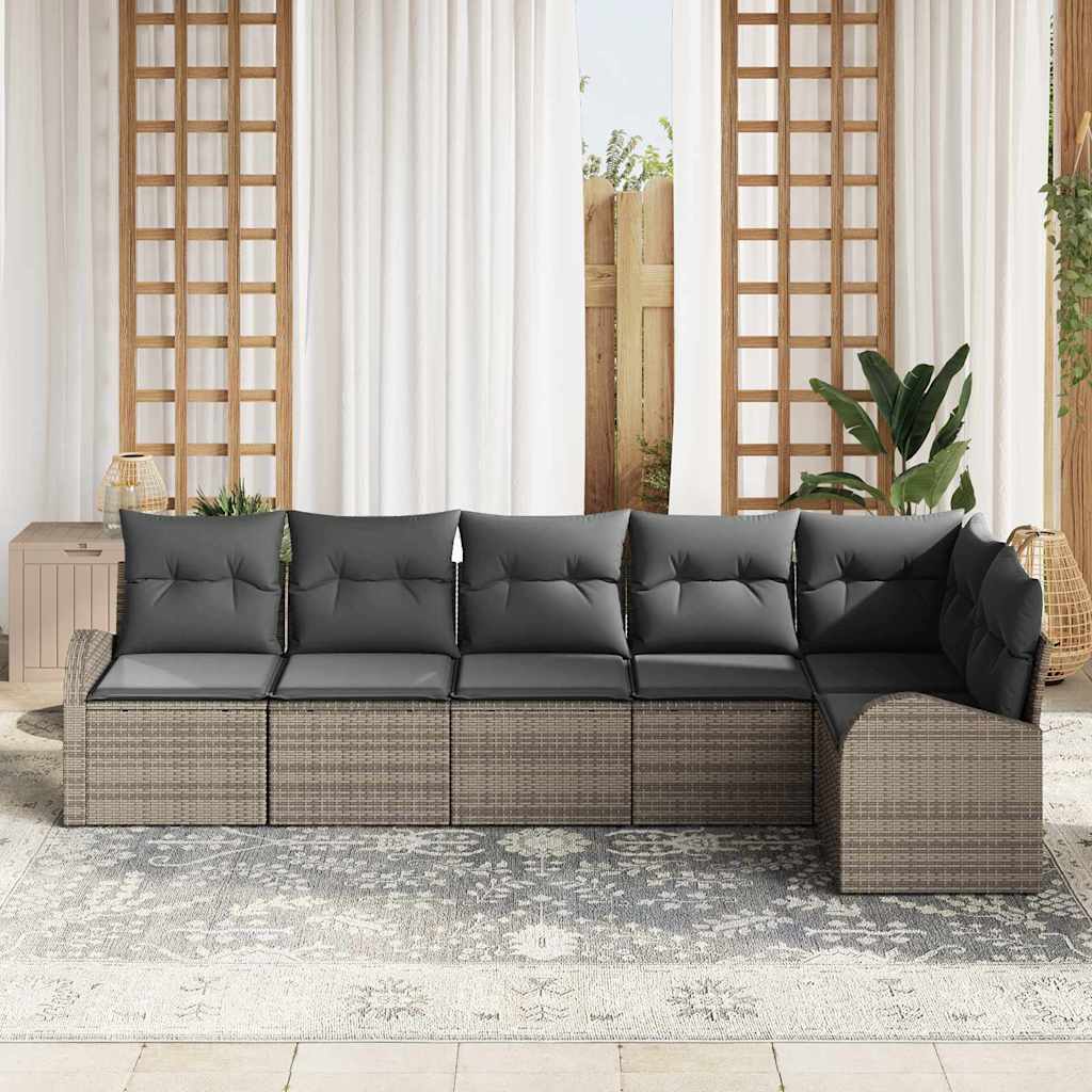 Set Divano da Giardino Grigio polyrattan