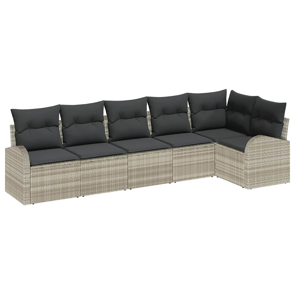 Set Divano da Giardino 6 pcs Grigio chiaro Poly Rattan