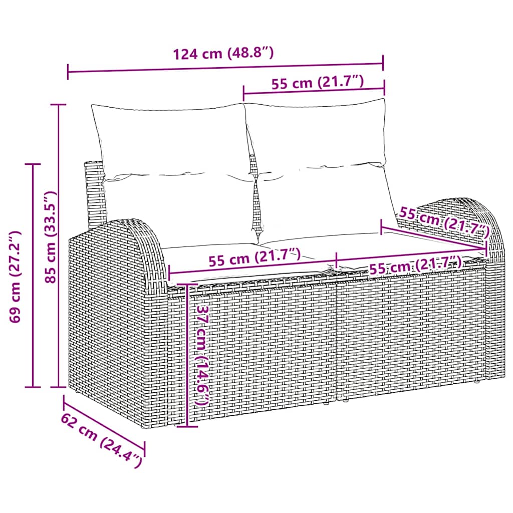 Set Divano da Giardino 6 pcs Grigio chiaro Poly Rattan