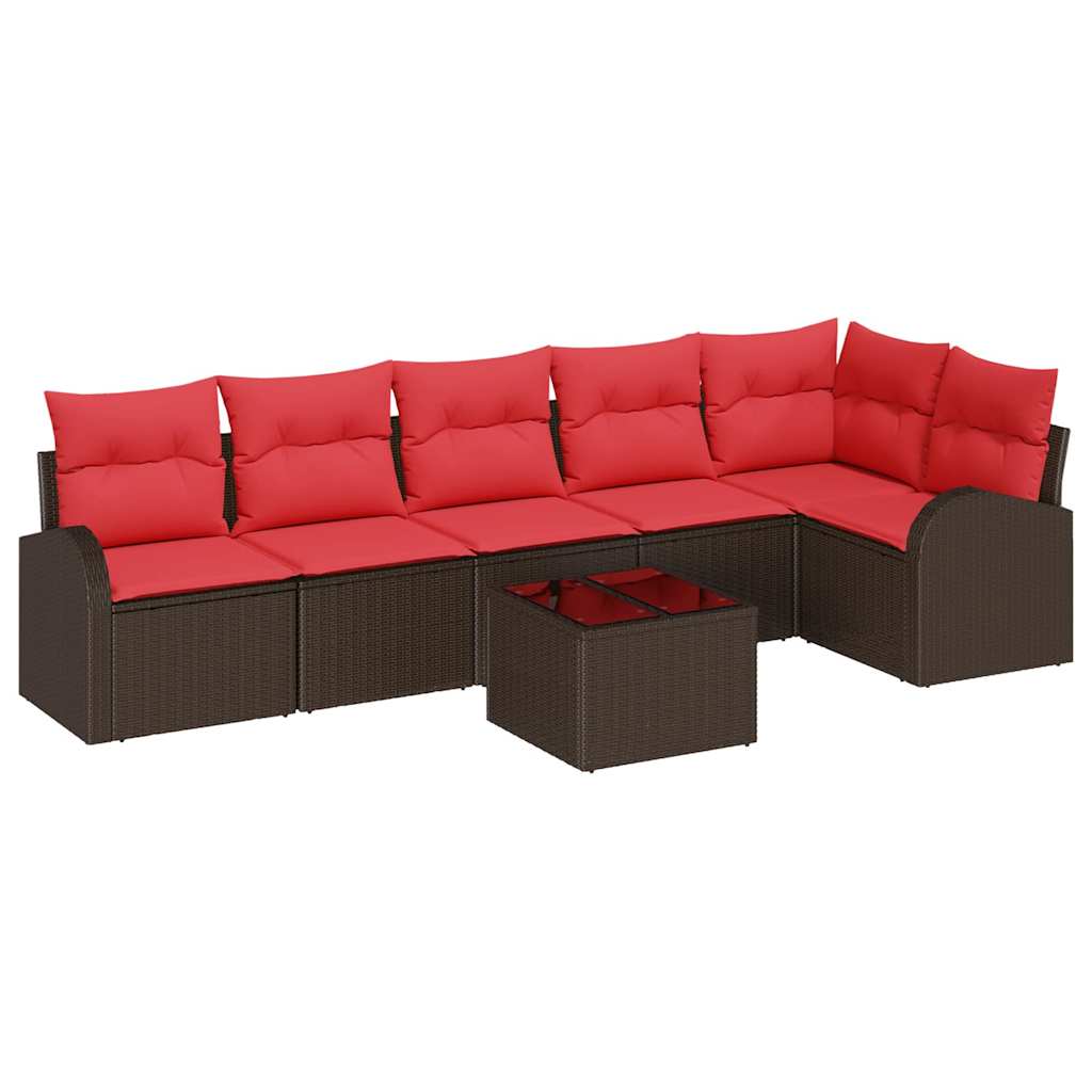 Set Divano da Giardino 7 pz Marrone polyrattan