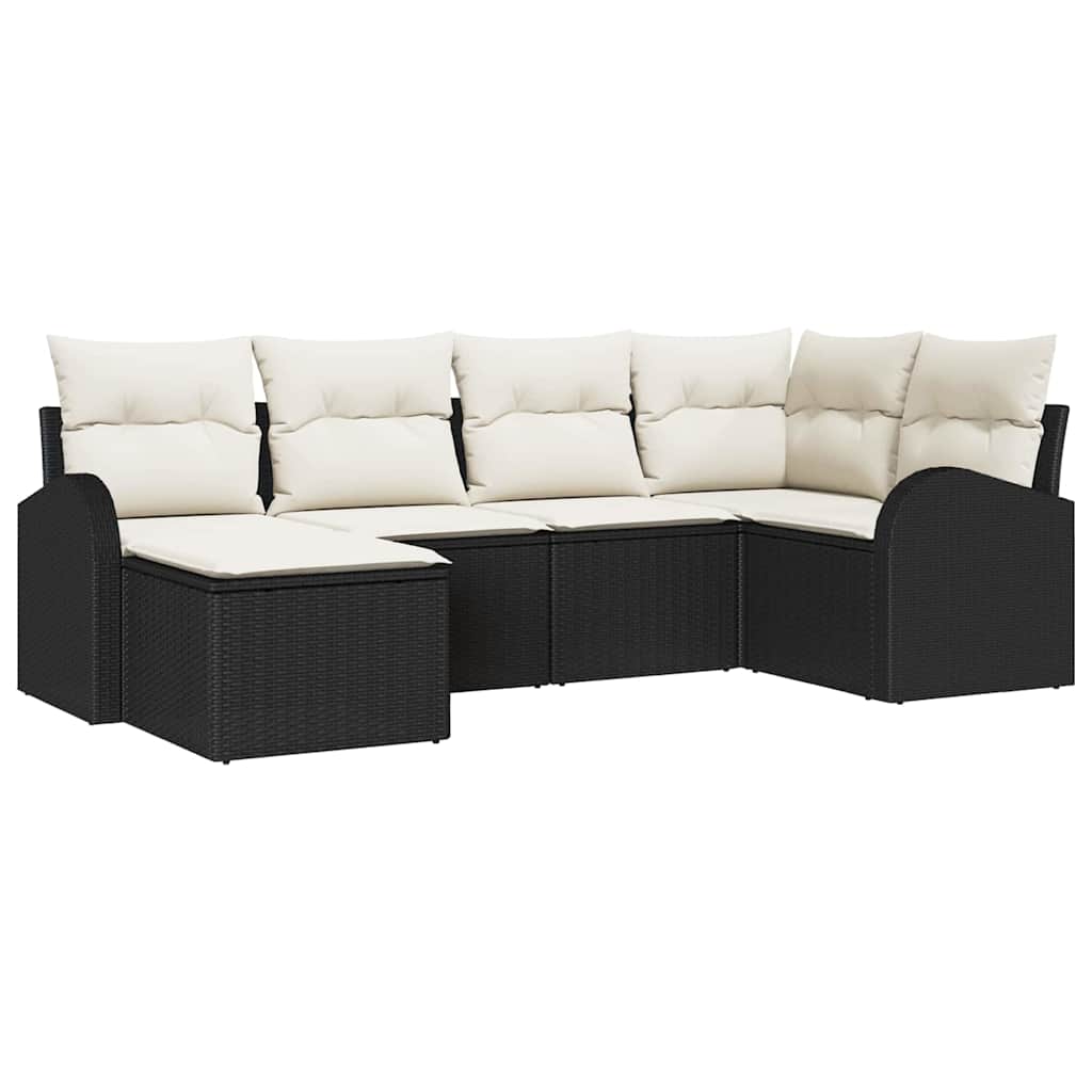 Set Divano da Giardino 6 pz Nero polyrattan