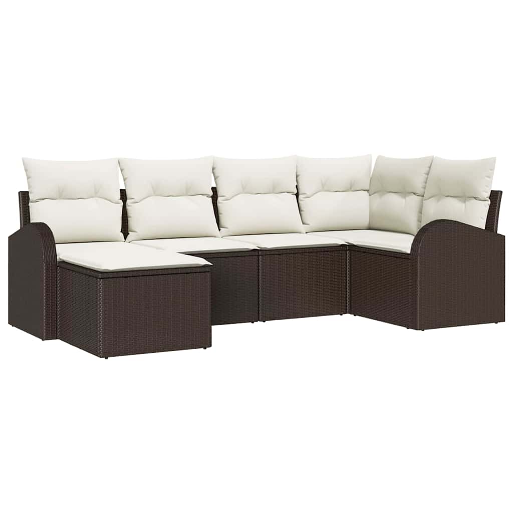 Set Divano da Giardino 6 pz Marrone polyrattan