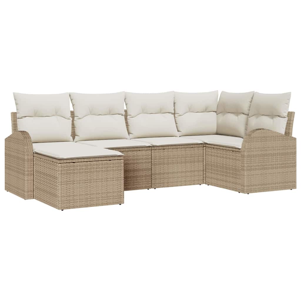 Set Divano da Giardino 6 pz Beige polyrattan