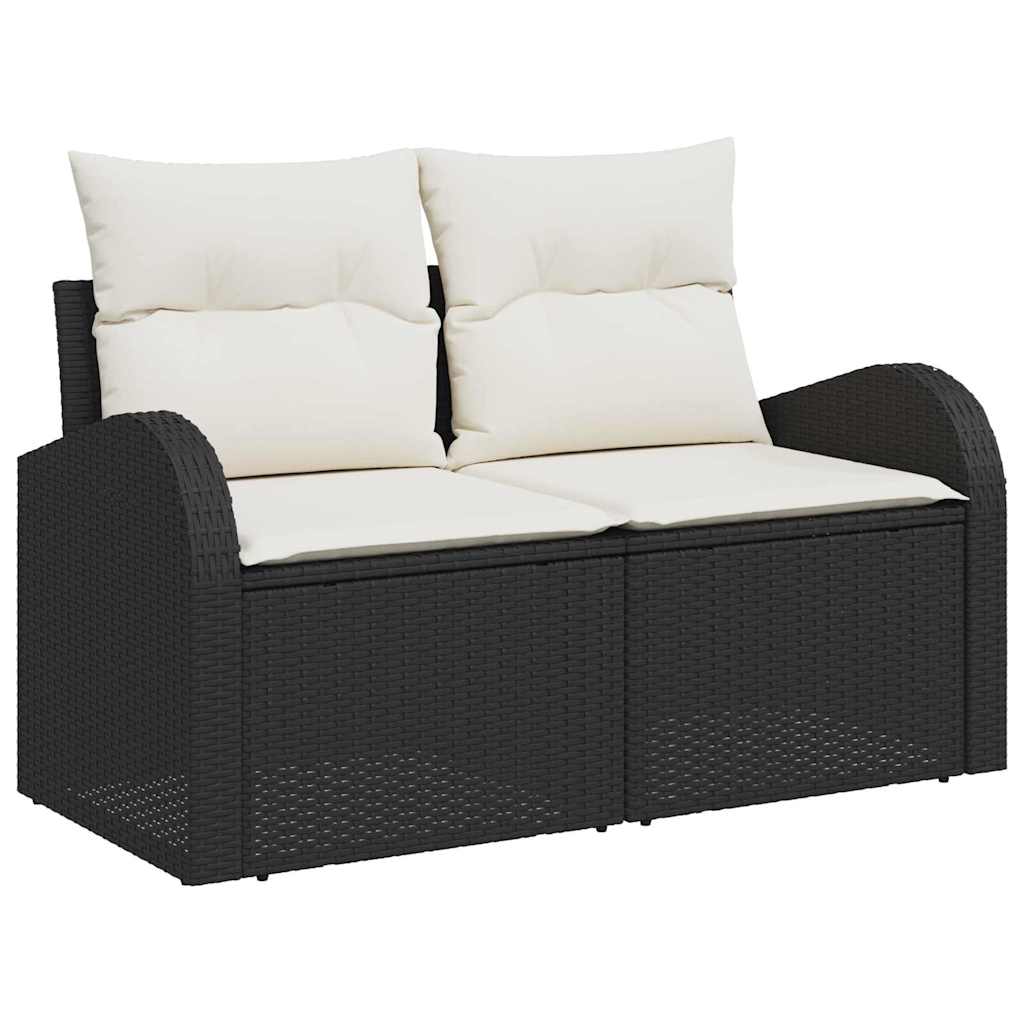 Set Divano da Giardino 7 pz Nero polyrattan