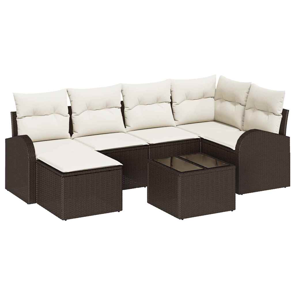 Set Divano da Giardino 7 pz Marrone polyrattan