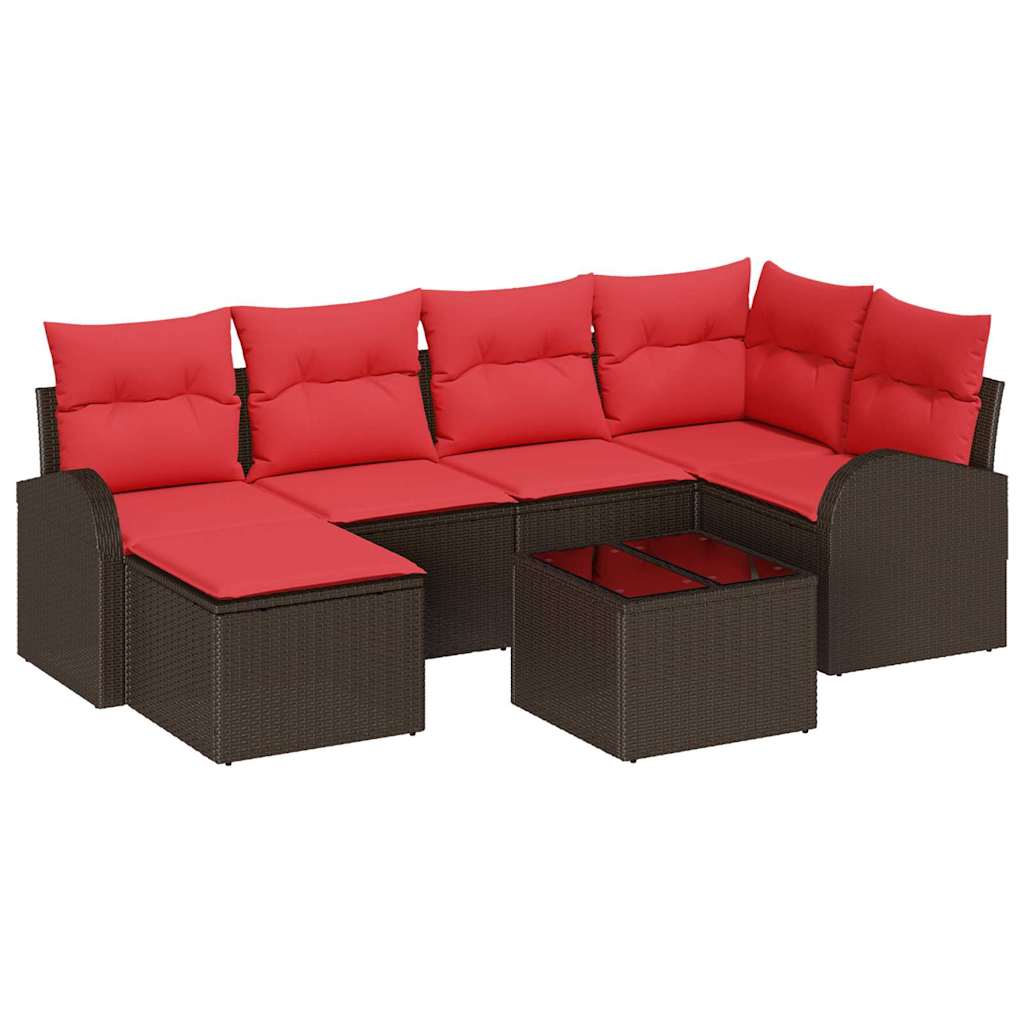 Set Divano da Giardino 7 pz Marrone