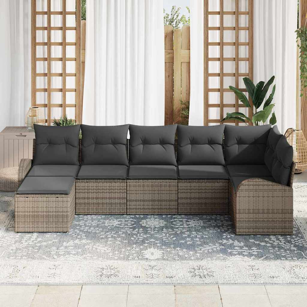 Set Divano da Giardino 7 pz Grigio