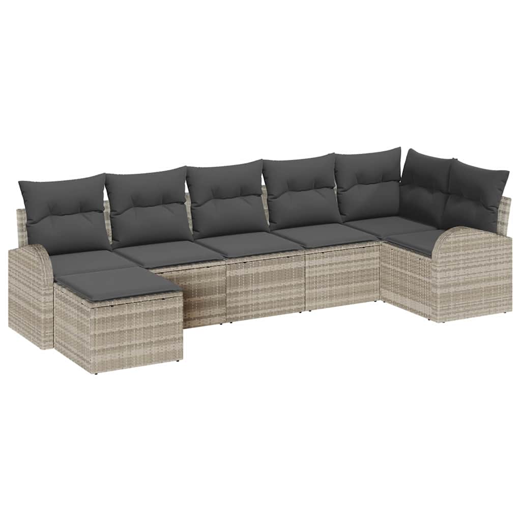 Set Divano da Giardino 7 pz Grigio chiaro