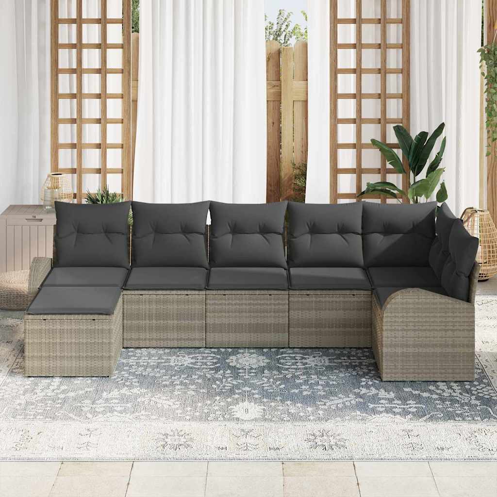 Set Divano da Giardino 7 pz Grigio chiaro