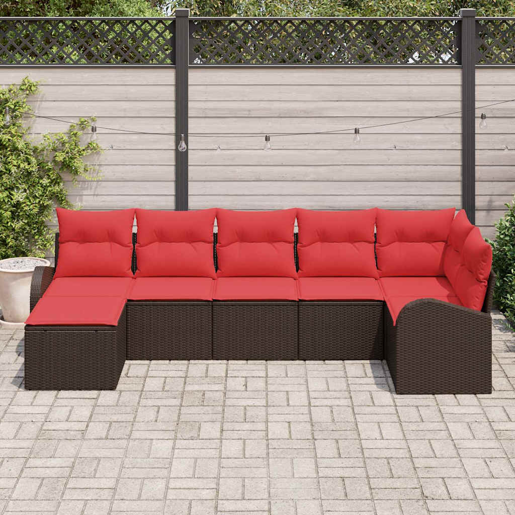 Set Divano da Giardino 7 pz Marrone