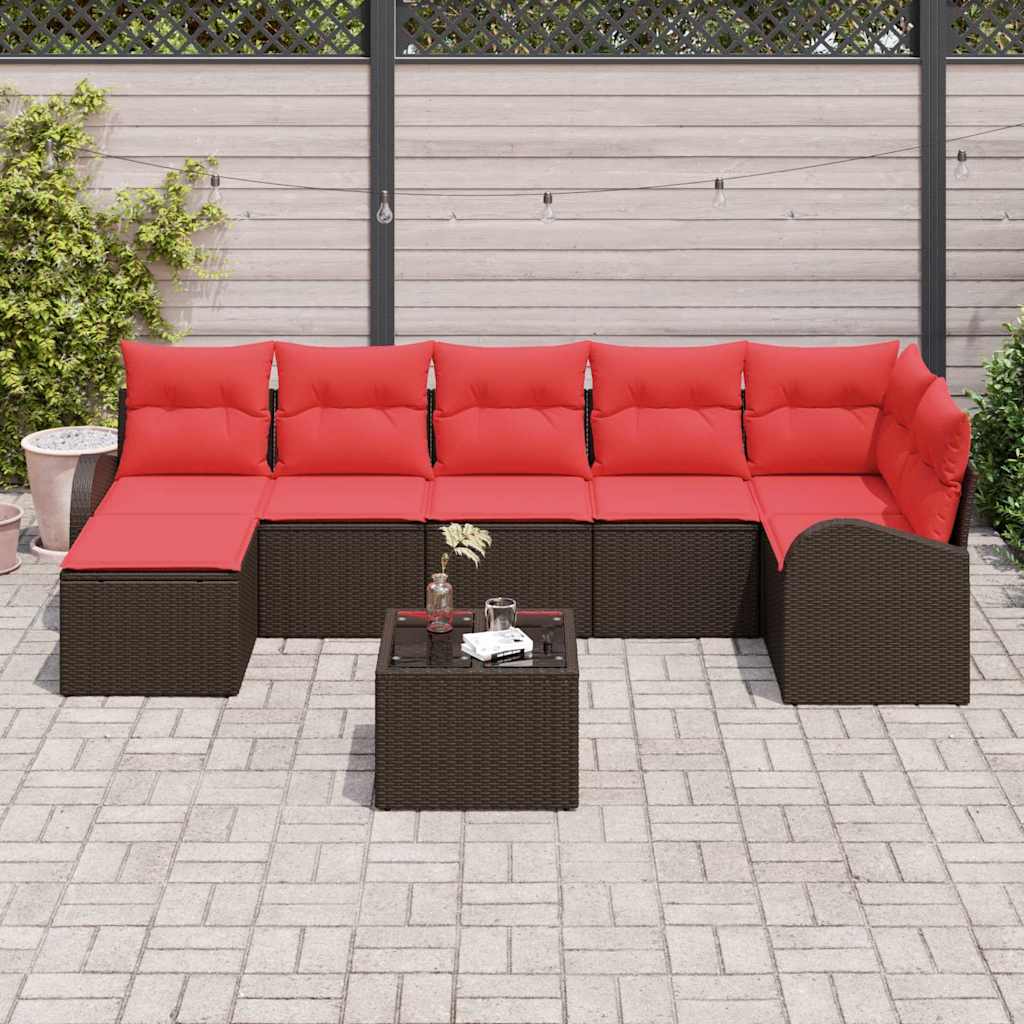 Set Divano da Giardino 8 pz Marrone