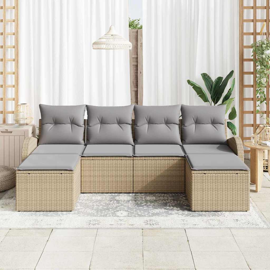 Set Divano da Giardino 6 pz Beige