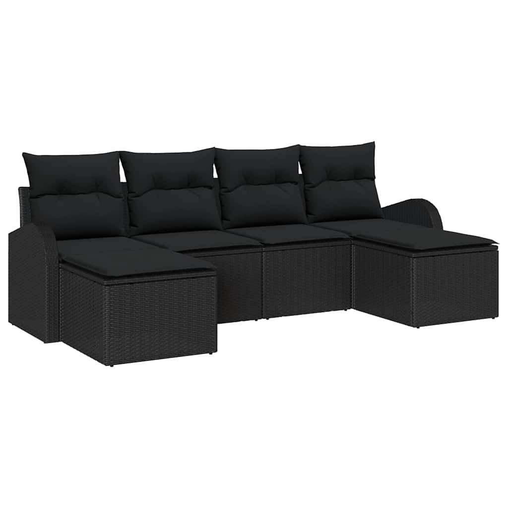 Set Divano da Giardino 6 pz Nero