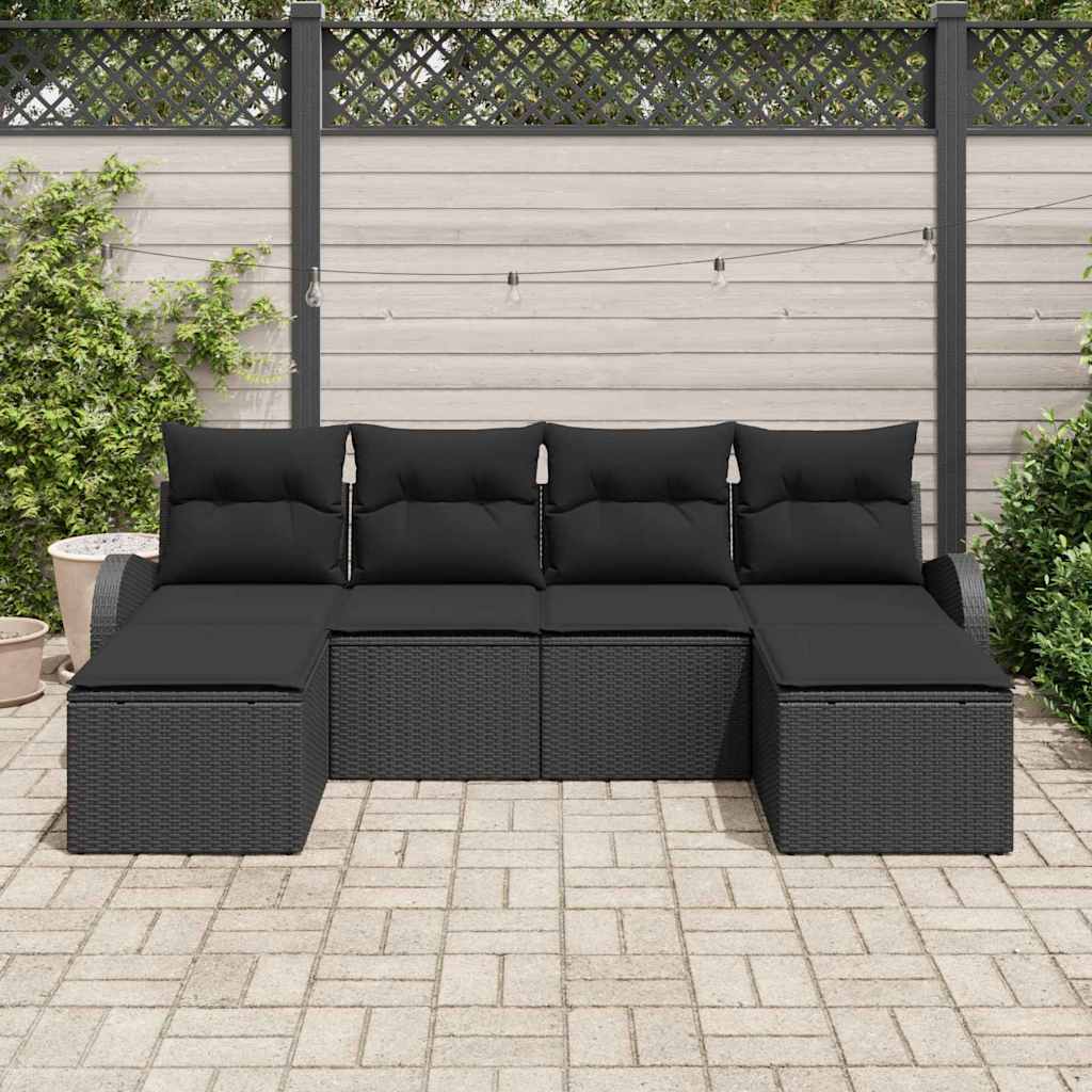 Set Divano da Giardino 6 pz Nero