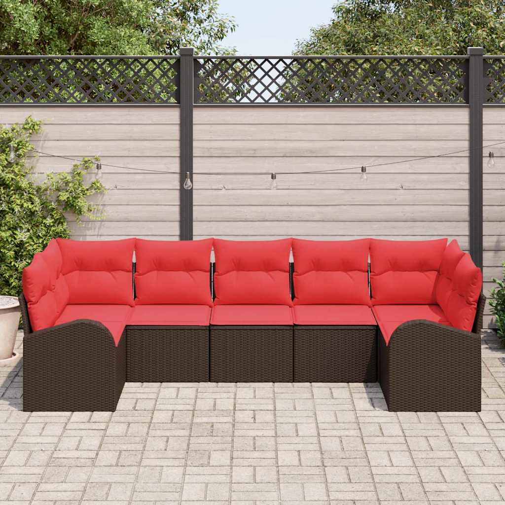 Set Divano da Giardino 7 pz Marrone