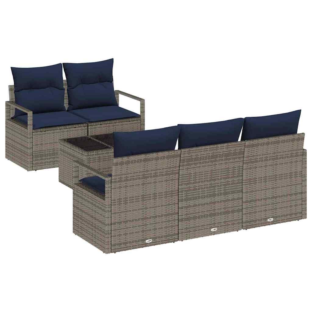 Set di divani 6 pz 5-Numero di posti Grigio e Blu Navy