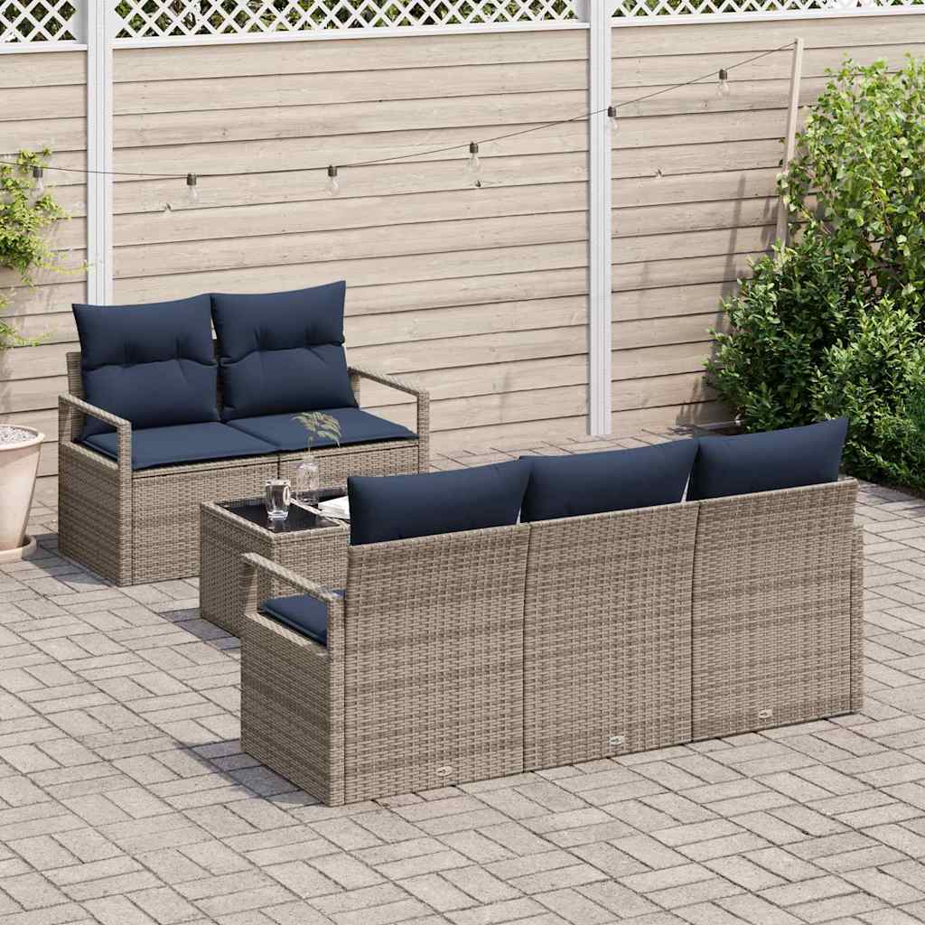 Set di divani 6 pz 5-Numero di posti Grigio e Blu Navy