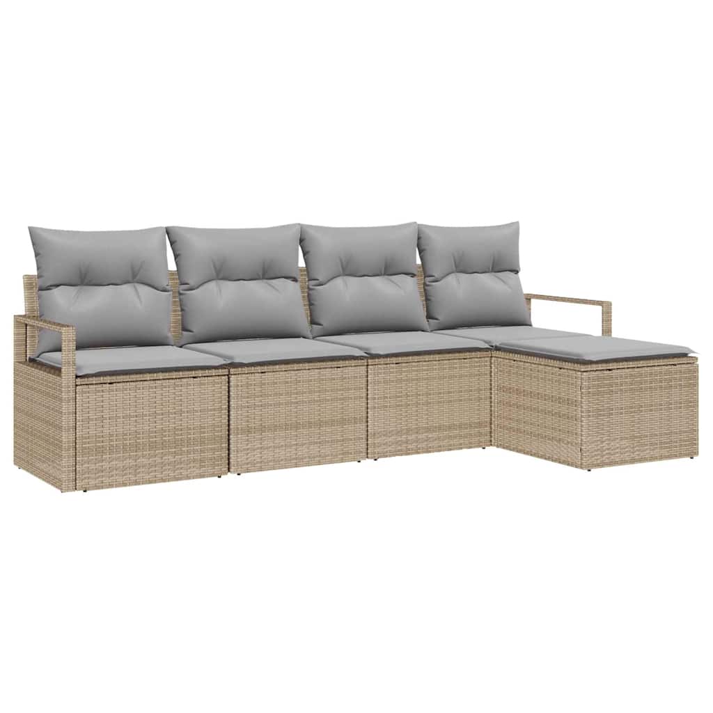 Set di divani 5 pz Beige polyrattan