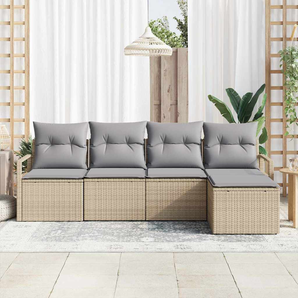 Set di divani 5 pz Beige polyrattan