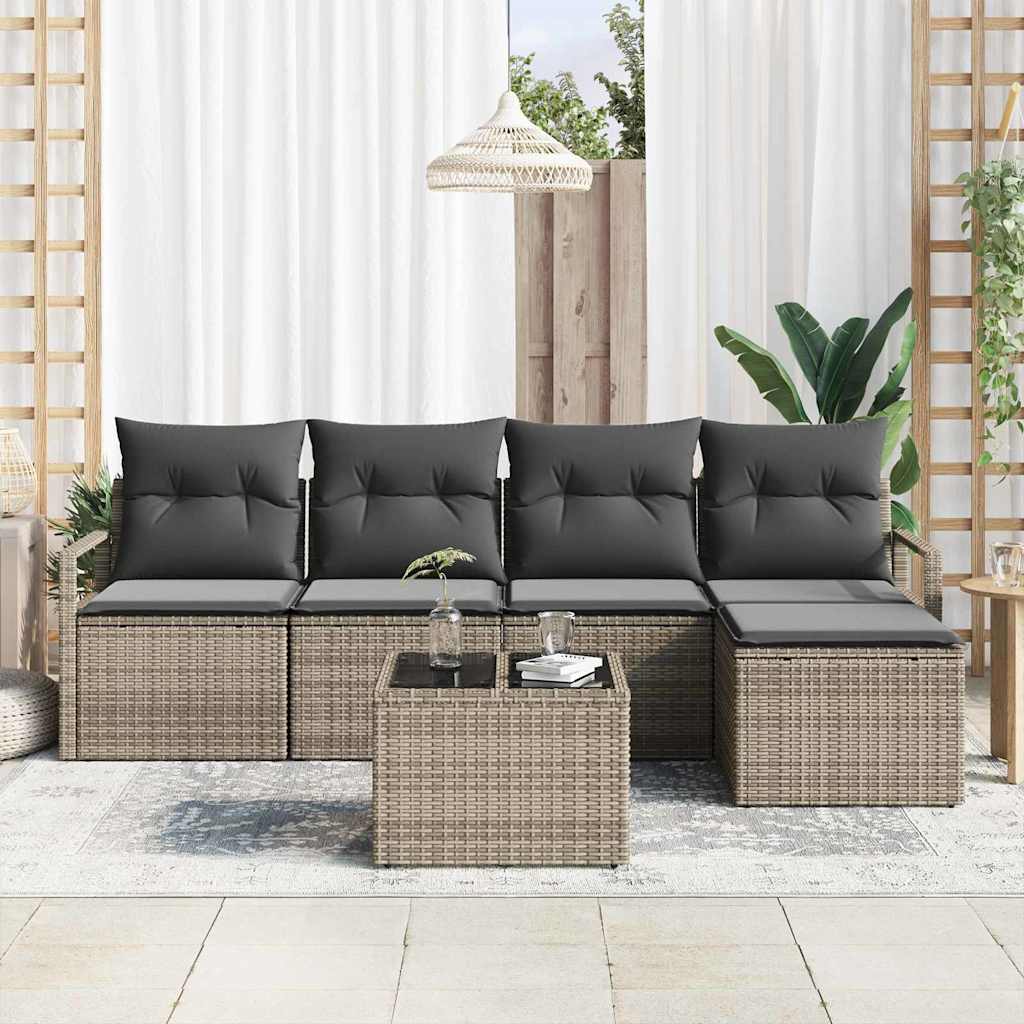 Set di divani 6 pz Grigio polyrattan