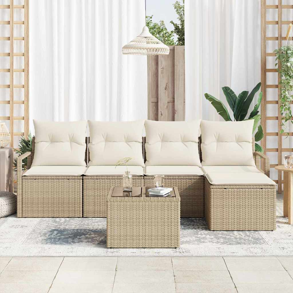 Set di divani 6 pz Beige polyrattan