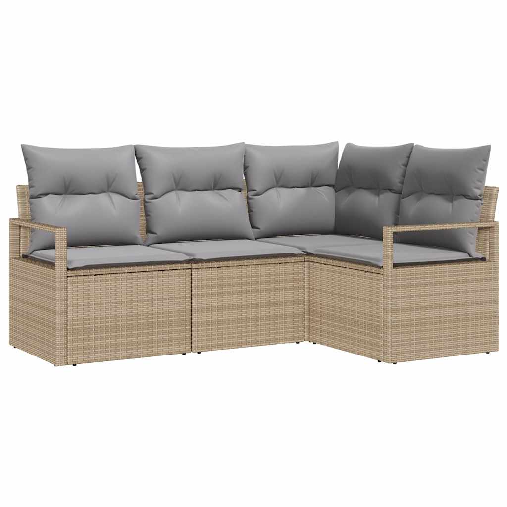 Set di divani 4 pz Beige polyrattan