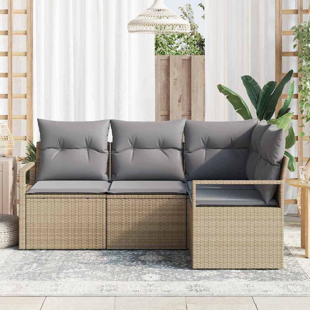 Set di divani 4 pz Beige polyrattan